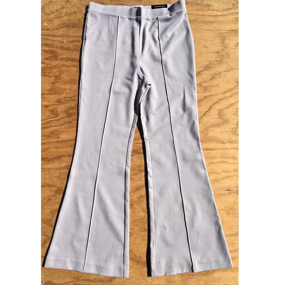 Jones New York JNY Flare Leg Mid Rise Ponte Pants Lavender Gray XL New 7096